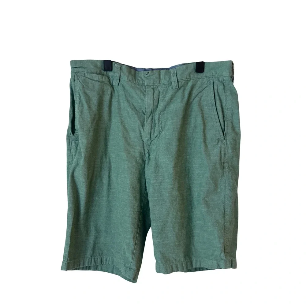 J.Crew Mens Green Heathered Chino Shorts Size 32W 10.5L Casual Summer Classic